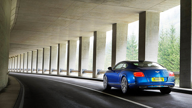 Bentley Continental GT Speed bleu 3/4 arrière gauche