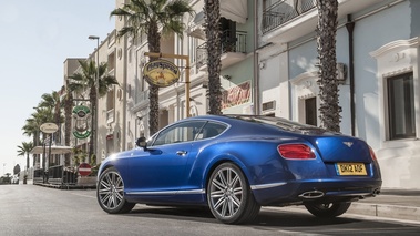 Bentley Continental GT Speed bleu 3/4 arrière gauche