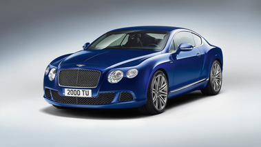 Bentley Continental GT Speed bleu 3/4 avant gauche