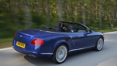 Bentley Continental GTC 2011 bleu 3/4 arrière droit travelling