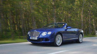 Bentley Continental GTC 2011 bleu 3/4 avant gauche travelling