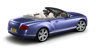 Bentley Continental GTC V8 bleu 3/4 arrière droit