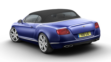 Bentley Continental GTC V8 bleu 3/4 arrière gauche capoté penché