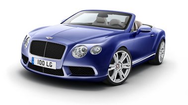 Bentley Continental GTC V8 bleu 3/4 avant gauche penché