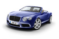 Bentley Continental GTC V8 bleu 3/4 avant gauche penché