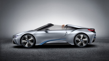 BMW i8 Spyder - grise - profil gauche