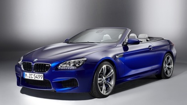 BMW M6 Cabrio - bleu - 3/4 avant gauche