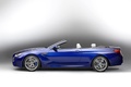 BMW M6 Cabrio - bleu - profil gauche, décapoté