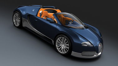 Bugatti Veyron Grand Sport carbone bleu/chrome 3/4 avant droit penché 2