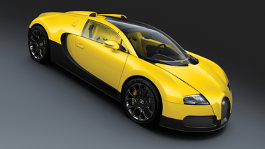 Bugatti Veyron Grand Sport jaune/carbone 3/4 avant droit