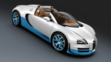 Bugatti Veyron Grand Sport Vitesse blanc/bleu 3/4 avant droit penché 2