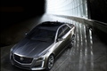 Cadillac CTS 2014 - grise - 3/4 avant gauche, vue de haut