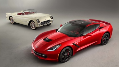 Chevrolet Corvette C7 Stingray rouge & C1 blanc