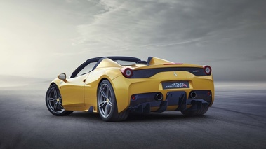 Ferrari 458 Speciale A jaune 3/4 arrière gauche