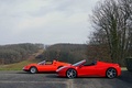 Ferrari 458 Spider rouge & 246 GTS Dino rouge profil