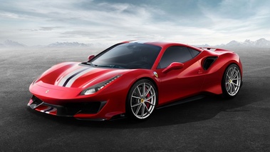 Ferrari 488 Pista rouge 3/4 avant gauche