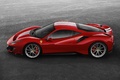 Ferrari 488 Pista rouge profil vue de haut