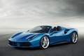 Ferrari 488 Spider - Bleue - 3/4 avant gauche dynamique