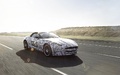 Jaguar F-Type - proto camouflé - 3/4 avant droit, dynamique