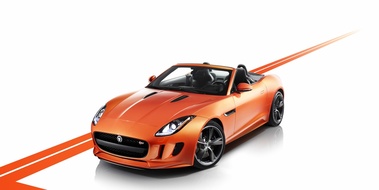 Jaguar F-Type S V6 orange 3/4 avant gauche