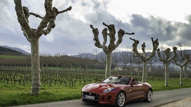 Jaguar F-Type V6 S rouge 3/4 avant gauche