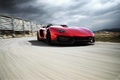 Lamborghini Aventador J rouge 3/4 avant droit travelling