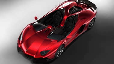 Lamborghini Aventador J rouge 3/4 avant gauche vue de haut 2