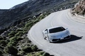 Lamborghini Huracan LP610-4 blanc 3/4 avant droit filé penché vue de haut