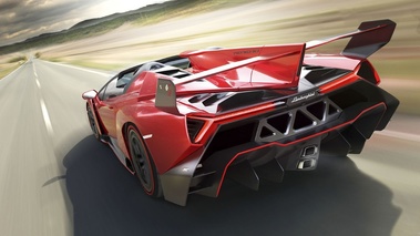 Lamborghini Veneno Roadster - rouge - 3/4 arrière gauche dynamique