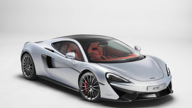 McLaren 570GT gris 3/4 avant droit