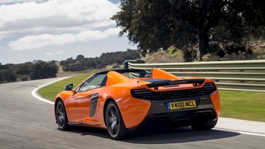 McLaren 650S Spider orange 3/4 arrière gauche travelling