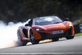 McLaren 650S Spider orange 3/4 avant droit drift