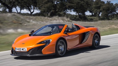 McLaren 650S Spider orange 3/4 avant gauche travelling