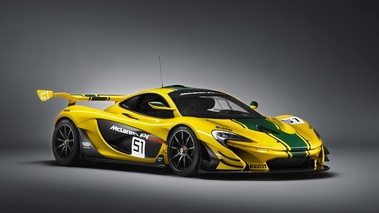 McLaren P1 GTR jaune/vert 3/4 avant droit