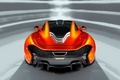McLaren P1 orange face arrière vue de haut