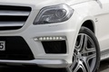 Mercedes GL63 AMG - blanc - détail, phare et bouclier avant gauche