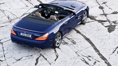 Mercedes SL65 AMG - bleue - 3/4 arrière droit