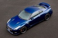 Nissan GT-R Track Pack - bleue - 3/4 avant gauche, vue d'en haut