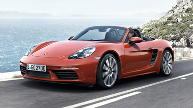 Porsche 718 Boxster S - Rouge - 3/4 avant gauche dynamique