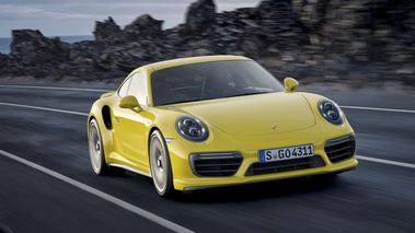 Porsche 911 Turbo - Jaune - 3/4 avant droit