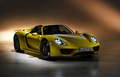 Porsche 918 Spyder jaune 3/4 avant droit