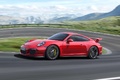 Porsche 991 GT3 rouge 3/4 avant gauche travelling