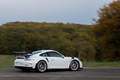 Porsche 991 GT3 RS blanc 3/4 arrière droit filé