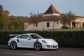 Porsche 991 GT3 RS blanc 3/4 avant droit filé