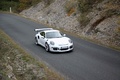 Porsche 991 GT3 RS blanc 3/4 avant droit vue de haut 2