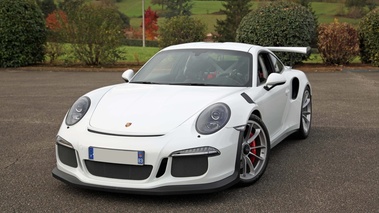 Porsche 991 GT3 RS blanc 3/4 avant gauche 3