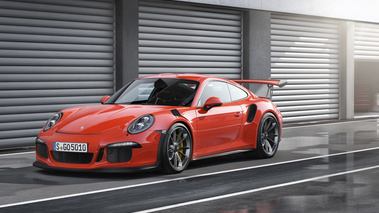 Porsche 991 GT3 RS rouge 3/4 avant gauche