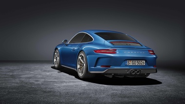 Porsche 991 GT3 Touring Package bleu 3/4 arrière gauche