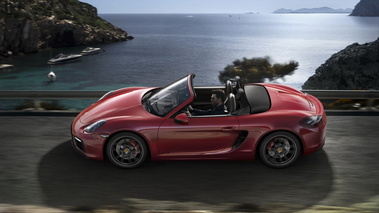 Porsche Boxster GTS - rouge - profil gauche dynamique