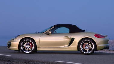 Porsche Boxster S 981 jaune profil capoté 2